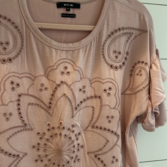 Miss Me Light Pink Embroidered Tee - Picture 2 of 5